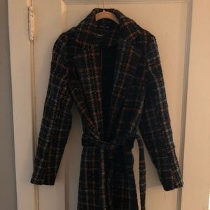 Plaid wrap coat
